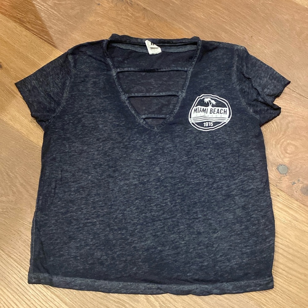 Vintage Miami beach women’s v neck t shirt